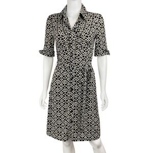 Laundry By‎ Shelli Segal Women's Size 4Black Button Front 3/4 Sleeve Knit Dress